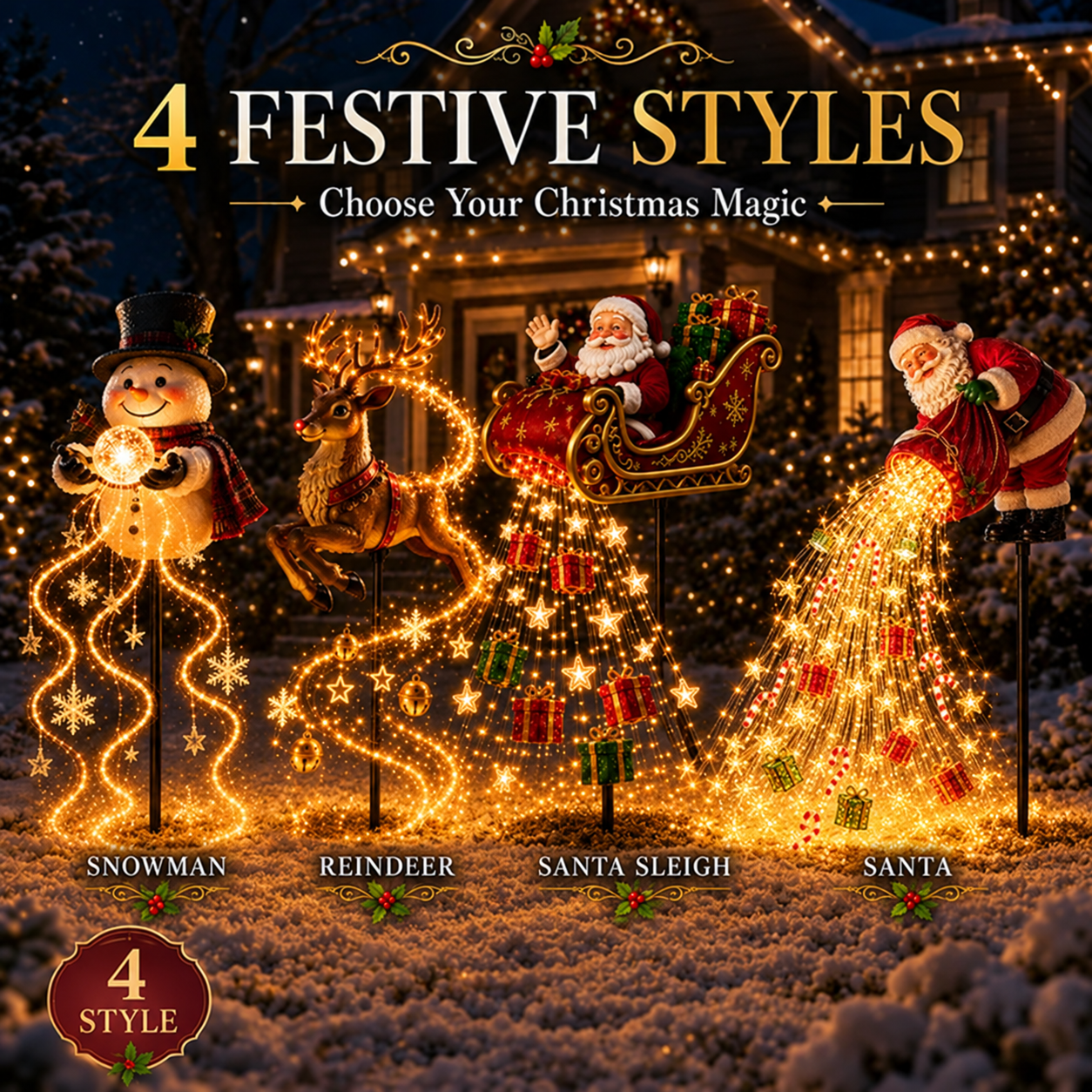 🎅✨ 2026 New Santa’s Flying Sleigh Gift Cascade – Solar Christmas Garden Light