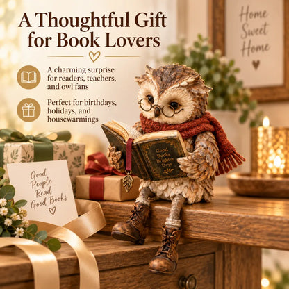 🔥 2026 Best Seller 🔥 🦉 Reading Owl Figurine with Glasses — A Charming Gift for Book Lovers 📚