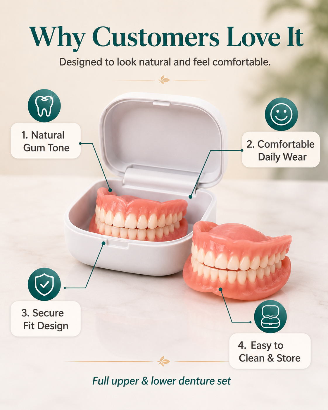 Custom-Fit Instant Smile Dentures – Natural Looking Comfort Fit