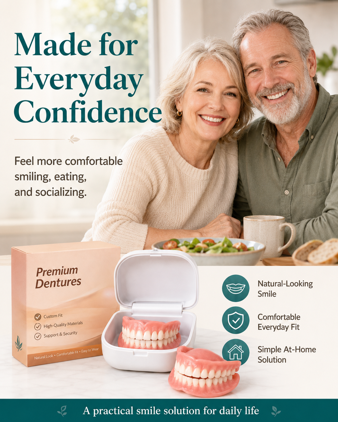 Custom-Fit Instant Smile Dentures – Natural Looking Comfort Fit