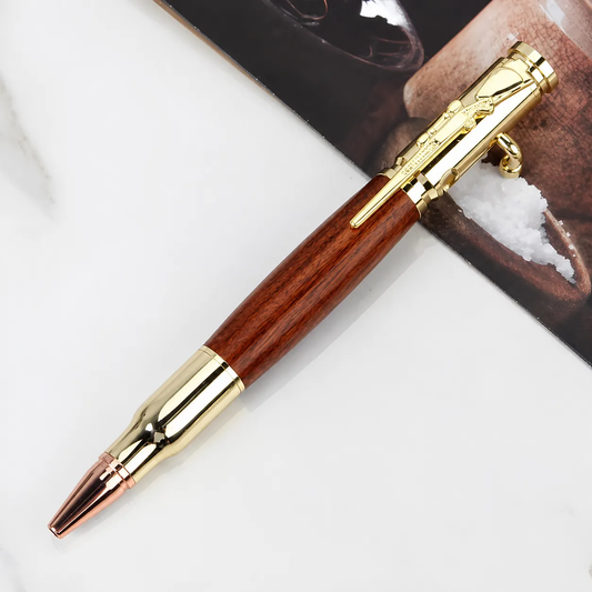🖊100% Handmade Bolt Action Wooden Bullet PenTM | Crafted From Real Wood & Bullet Casing