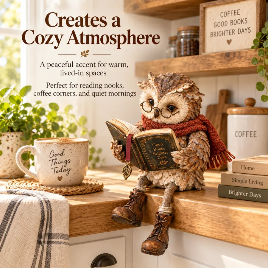 🔥 2026 Best Seller 🔥 🦉 Reading Owl Figurine with Glasses — A Charming Gift for Book Lovers 📚