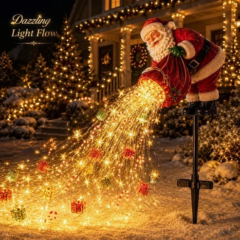 🎅✨ 2026 New Santa’s Flying Sleigh Gift Cascade – Solar Christmas Garden Light