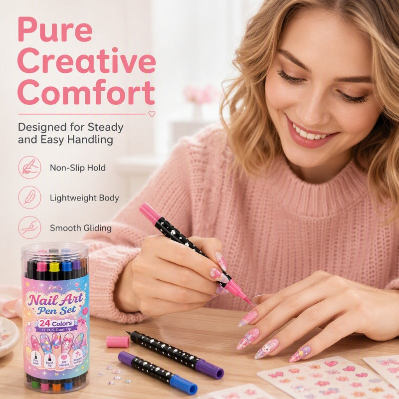 💕LAST DAY-50% OFF🌈24 Colors Dual Ended Nail Art Pens Set 5