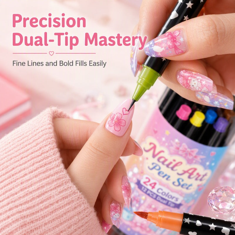 💕LAST DAY-50% OFF🌈24 Colors Dual Ended Nail Art Pens Set 5