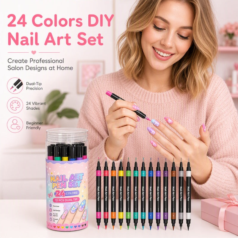 💕LAST DAY-50% OFF🌈24 Colors Dual Ended Nail Art Pens Set 5