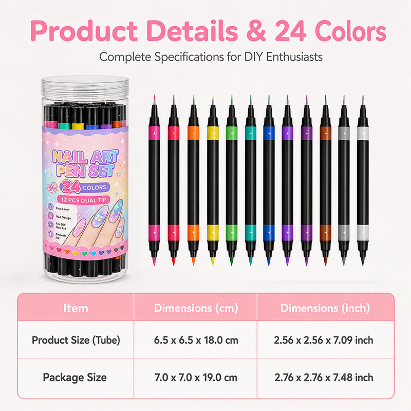 💕LAST DAY-50% OFF🌈24 Colors Dual Ended Nail Art Pens Set 5