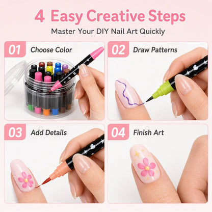 💕LAST DAY-50% OFF🌈24 Colors Dual Ended Nail Art Pens Set 5